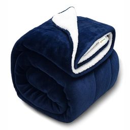 OyO Baby Kids Navy Blue & White Fleece 300 GSM Blanket-image-47