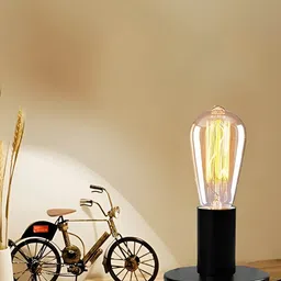Homesake Black Metal Industrial Frusturical Shaped Table Lamp-55