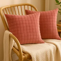 MFD HOME FURNISHING Rose Gold Set of 2 Square Cushion Covers-picture-38