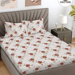Myntra Elegant Homes Red & Pink Printed Cotton 300 TC King Bedsheet Set 2.50m x 2.25m-image-45