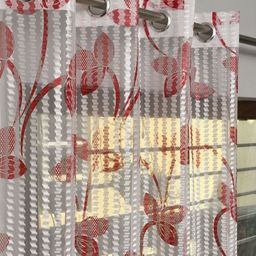 Galaxy Home Decor Maroon 2 Pieces Floral Printed Sheer Light Blocking Door Curtains-image-7