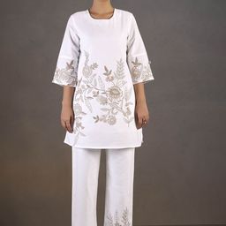 Anouk Pure Cotton Embroidered Top With Trouser Co-Ords-picture-0