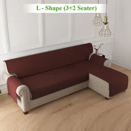 HOKIPO Brown 5 Seater Sofa Cover-image-5