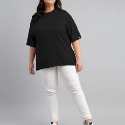 PockMAN Women Plus Size Bio Finish Solid Round Neck Cotton Oversized T-shirt-picture-49