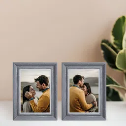 golden peacock Rectangular Solid Table-Top Photo Frames - Dark Grey Colour image 1