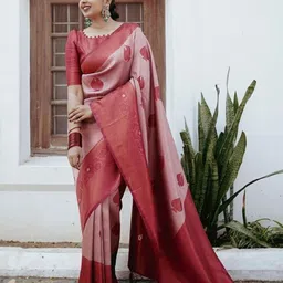 INDIOTSAV Woven Design Ethnic Motifs Zari Banarasi Saree-image-64