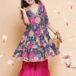 BAESD Girls Printed Pure Cotton Kurta With Sharara-image-75