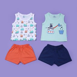 V-Mart Boys Pack Of 2 Printed Pure Cotton T-Shirt With Shorts-picture-21