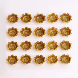 Indianshelf 20Pcs Textured Metal Floral Diyas-image-11