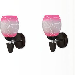 1ST TIME Pack of 2 Pink & White Glass Traditional Wall Lamp-picture-13