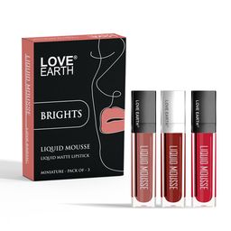 LOVE EARTH Set Of 3 Liquid Lipstick- 2 ml Each-Citrus Cosmo- Hanky Panky- Spicy Sangria-49
