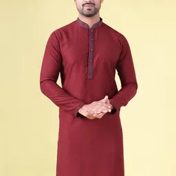 AURIK Striped Mandarin Collar Silk Straight Kurta-picture-0