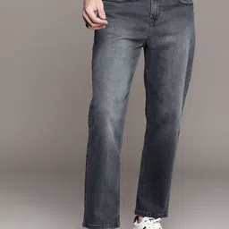 fineblu Men Straight Fit Low Distress Light Fade Stretchable Jeans-image-83