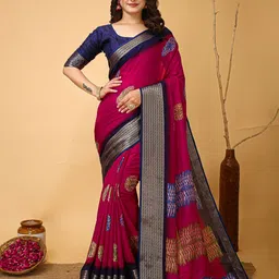 KALINI Printed Zari Woven Design Border Saree-image-13