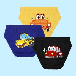NUSYL Boys Pack Of 3 Graphic Printed Pure Cotton Basic Briefs NUBCBRFPO3.0081-image-78