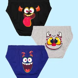 NUSYL Boys Pack Of 3 Graphic Print Ribbed Cotton Briefs NUBCBRFPO3.0069-picture-18