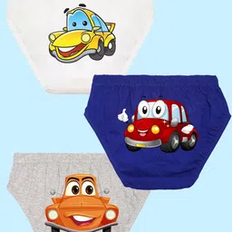 NUSYL Boys Pack Of 3 Graphic Printed Pure Cotton Basic Briefs NUBCBRFPO3.0083-image-84