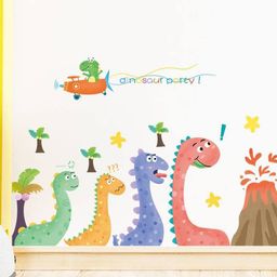 Jaamso Royals Yellow & Blue Dinosaur-Printed Self-Adhesive Waterproof Wall Stickers-image-40