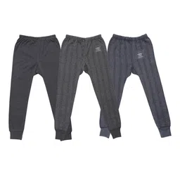 VIMAL JONNEY Unisex Kids Pack Of 3 Striped Cotton Thermal Bottoms-15