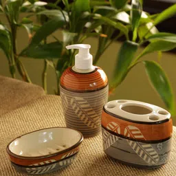 ExclusiveLane Set Of 3 Handpainted Ceramic Bathroom Accessories Set-24