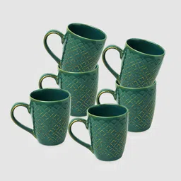 ExclusiveLane Set Of 6 Moroccan Handcrafted Printed Ceramic Coffee Mugs-12