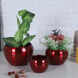 Amaya Decors Set of 3 Red Solid Metal Planters-32