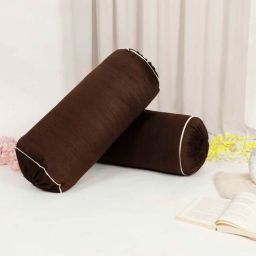 the conversion Brown and Cream Solid TC Polyester Blend 2 Bolster Covers-picture-40