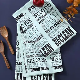 TARAN LIVING 3-pcs Blue Printed Cotton Kitchen Towels-23