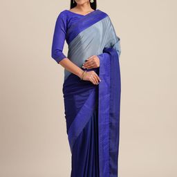 Mitera Blue Woven Design Silk Blend Saree-image-31