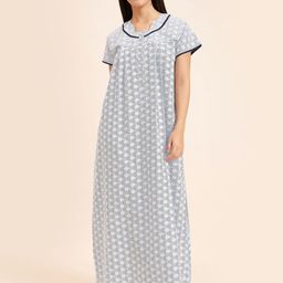 Sweet Dreams Geometric Pure Cotton Maxi Nightdress-picture-33