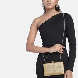 Allen Solly Bow Stone Studded Embellished Box Clutch-26