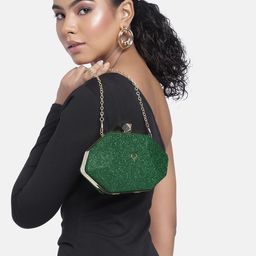 Allen Solly Shimmery Textured Octagonal Purse Clutch-49