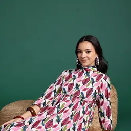Sangria Printed Tiered Cotton Ethnic Dress-picture-27