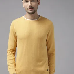 Blackberrys Men Self Design Yellow Pullover-picture-22