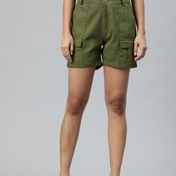 Popnetic High-Rise Pure Cotton Cargo Shorts-image-66
