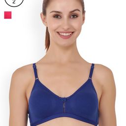 Floret Pack of 2 Blue & Magenta Non-Wired Non Padded T-shirt Bra-8