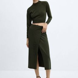 MANGO Solid Wrap Midi Skirt image 2