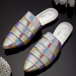 ELANBERG Synthetic Leather Striped Open Back Mules-picture-42