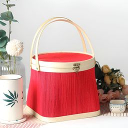 HABERE INDIA Red Reusable Multi-Utility Bamboo Organiser-3