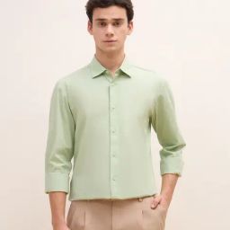 Iconic Green Slim fit Solid Shirt-picture-13