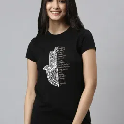Enamor Black Cotton Graphic Print T-Shirt-picture-12