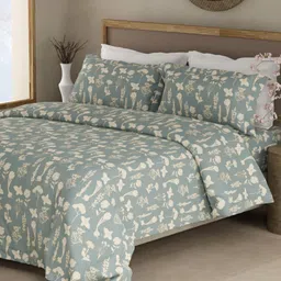 Boutique Living India Blue & Cream Printed Cotton 300TC King Bedsheet Set 2.74m x 2.74m-picture-22