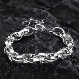 Peora Silver Stainless Steel Openable Link Bracelet-image-54