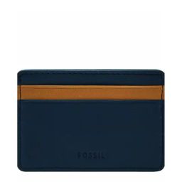 Fossil Steven Blue Leather Solid Card Holder-image-39