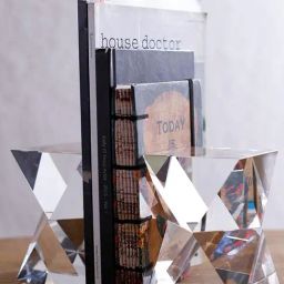 INV Home Clear Crystal Glass Farren Bookend - Set of 2-2