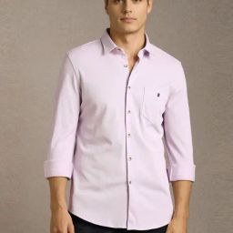 Louis Philippe Pink Cotton Slim Fit Texture Shirt-picture-39