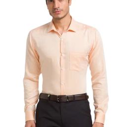 Park Avenue Yellow Slim Fit Texture Shirt-image-83