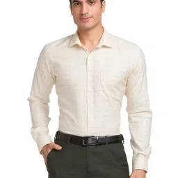 Park Avenue Yellow Slim Fit Checks Shirt-image-95
