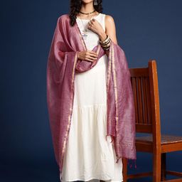 Taavi Solid Tasselled Dupatta with Zari image 3