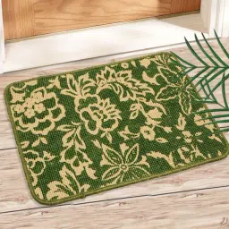 Saral Home Green & Beige Jute 1666 GSM Bath Mat - Set of 1-34